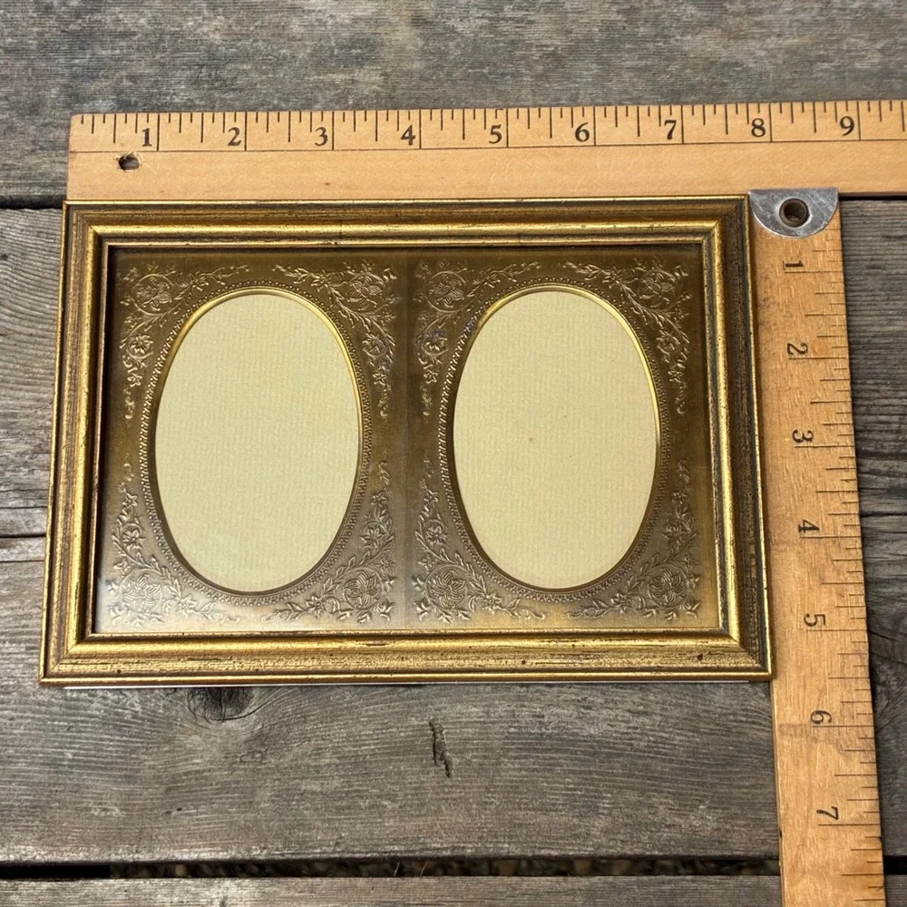 Carr Vintage Gold Tone Oval Picture Frame Set 7x9 5x7 Ornate Filigree Floral